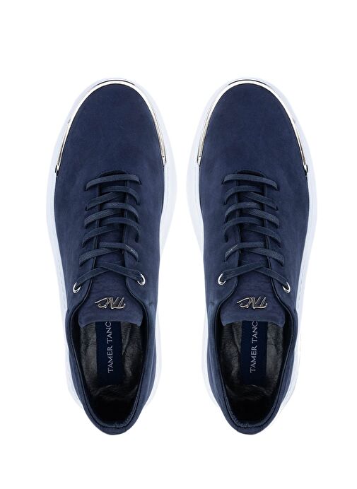 Tamer Tanca Erkek Hakiki Deri Lacivert Nubuk Sneakers & Spor Ayakkabı - Görsel 6