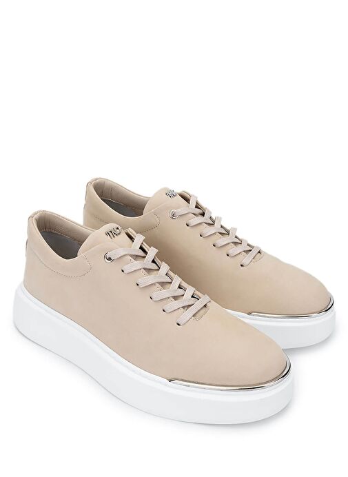 Tamer Tanca Erkek Hakiki Deri Bej Sneakers & Spor Ayakkabı - Görsel 3