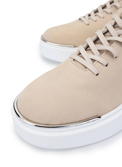 Tamer Tanca Erkek Hakiki Deri Bej Sneakers & Spor Ayakkabı - Görsel 4