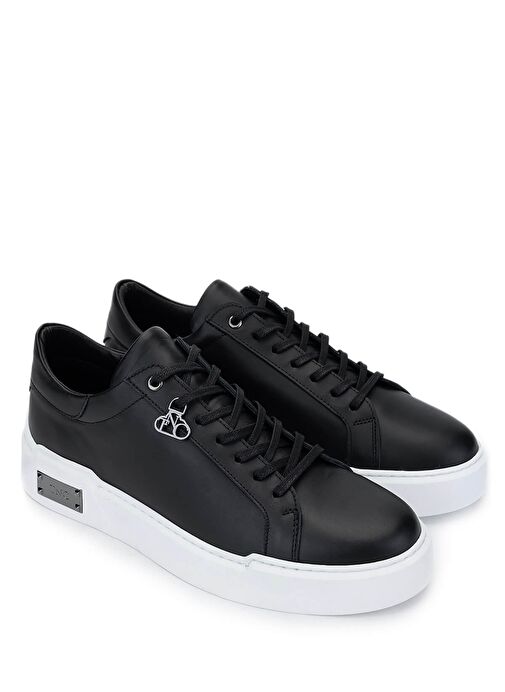Tamer Tanca Erkek Hakiki Deri Siyah Deri Sneakers & Spor Ayakkabı - Görsel 3