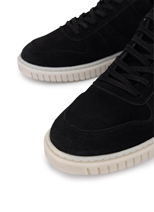 Tamer Tanca Erkek Hakiki Deri Siyah Süet Sneakers & Spor Ayakkabı - Görsel 4