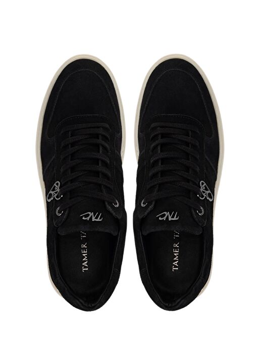 Tamer Tanca Erkek Hakiki Deri Siyah Süet Sneakers & Spor Ayakkabı - Görsel 6