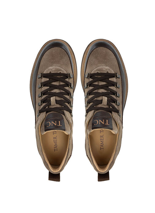 Tamer Tanca Erkek Hakiki Deri Bej Süet Sneakers & Spor Ayakkabı - Görsel 6