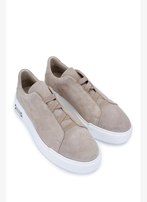 Tamer Tanca Erkek Hakiki Deri Bej Süet Sneakers & Spor Ayakkabı - Görsel 3