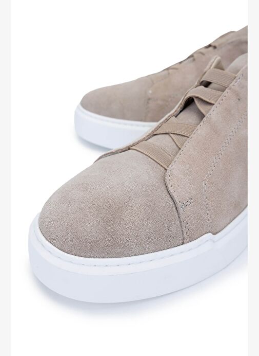 Tamer Tanca Erkek Hakiki Deri Bej Süet Sneakers & Spor Ayakkabı - Görsel 4