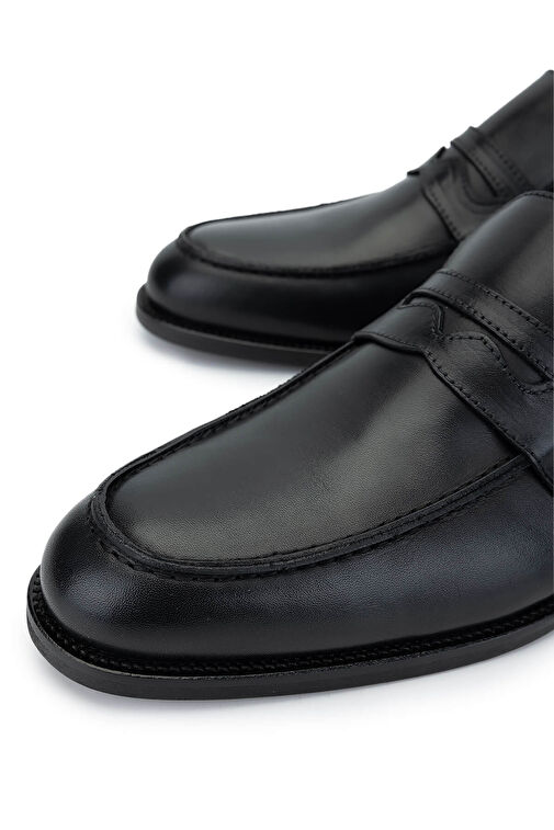 Tamer Tanca Erkek Hakiki Deri Siyah Loafer Ayakkabı - Görsel 4