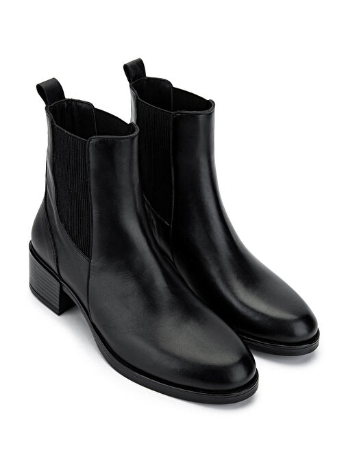 Tamer Tanca Kadın Hakiki Deri Siyah Deri Topuklu Bot - Görsel 3