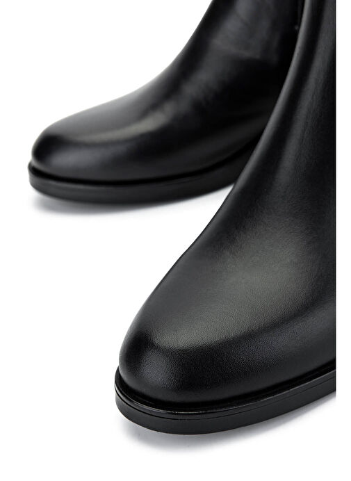 Tamer Tanca Kadın Hakiki Deri Siyah Deri Topuklu Bot - Görsel 5