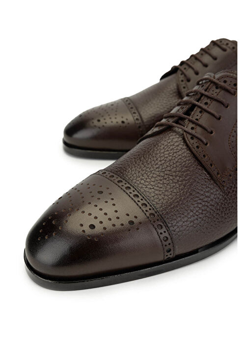 Tamer Tanca Erkek Hakiki Deri Kahverengi Klasik Ayakkabı - Görsel 4