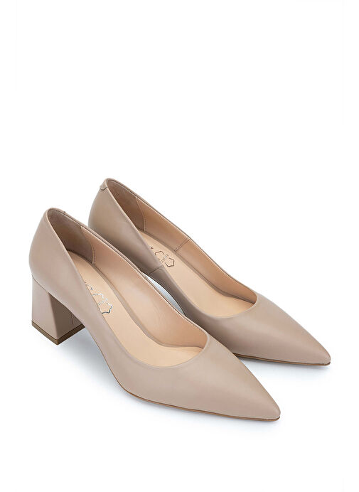Tamer Tanca Kadın Hakiki Deri Bej Topuklu Ayakkabı - Görsel 3