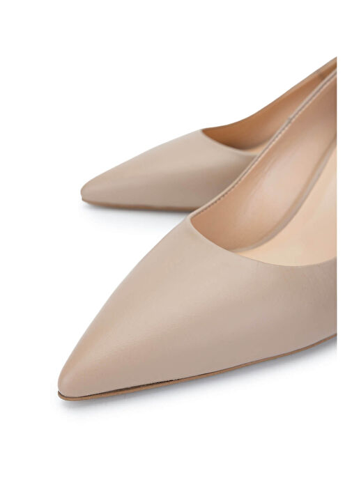 Tamer Tanca Kadın Hakiki Deri Bej Topuklu Ayakkabı - Görsel 4