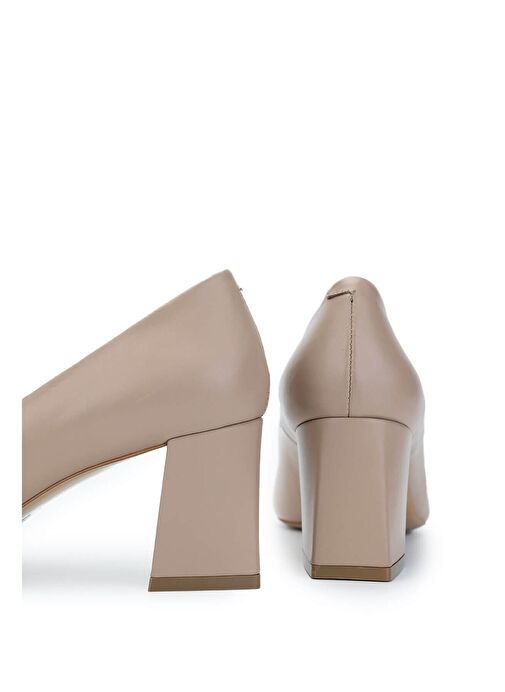 Tamer Tanca Kadın Hakiki Deri Bej Topuklu Ayakkabı - Görsel 5