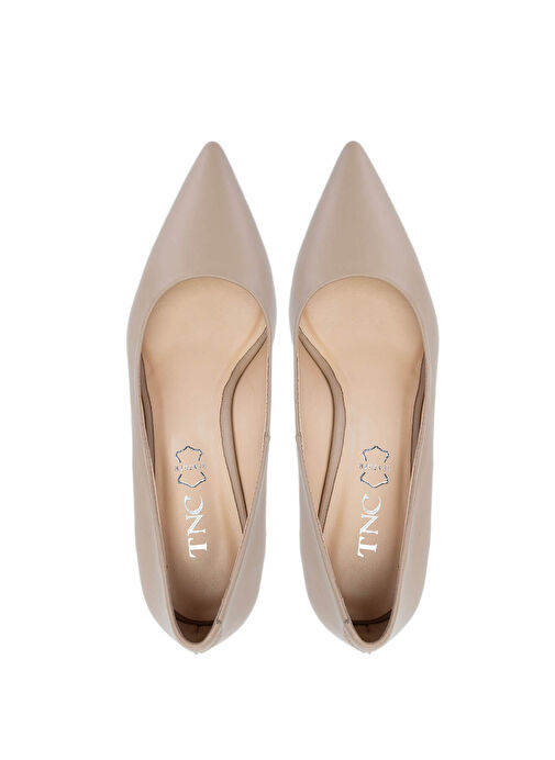 Tamer Tanca Kadın Hakiki Deri Bej Topuklu Ayakkabı - Görsel 7