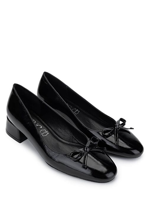 Tamer Tanca Kadın Hakiki Deri Siyah Rugan Topuklu Ayakkabı - Görsel 3