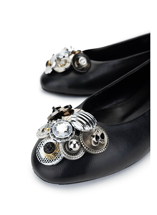 Tamer Tanca Kadın Hakiki Deri Siyah Babet Ayakkabı - Görsel 4