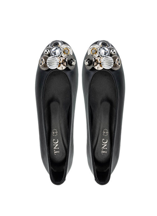 Tamer Tanca Kadın Hakiki Deri Siyah Babet Ayakkabı - Görsel 6