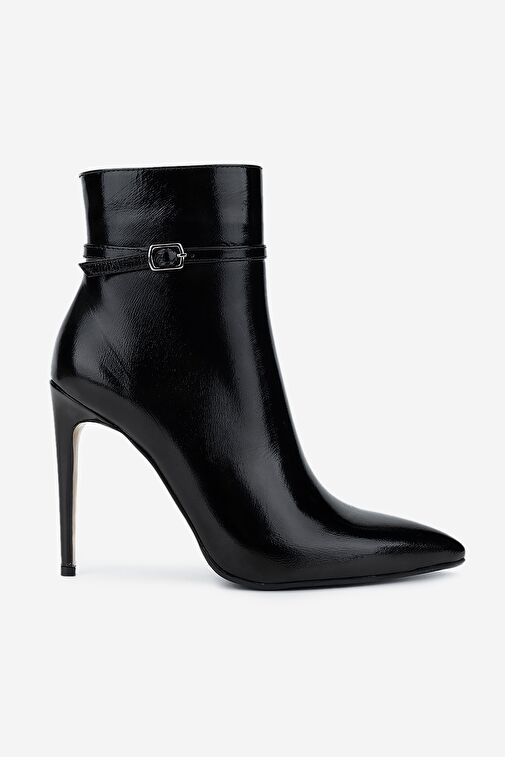 Valmenti Kadın Hakiki Deri Siyah Rugan Topuklu Bot - Görsel 2