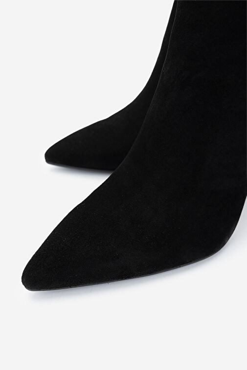 Valmenti Kadın Hakiki Deri Siyah Süet Topuklu Bot - Görsel 4