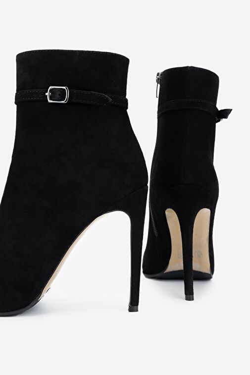 Valmenti Kadın Hakiki Deri Siyah Süet Topuklu Bot - Görsel 7