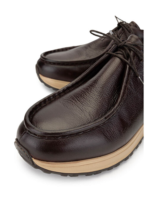 Tamer Tanca Erkek Hakiki Deri Koyu Kahve Casual Ayakkabı - Görsel 4