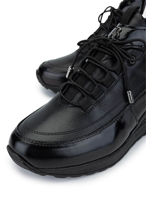 Tamer Tanca Kadın Hakiki Deri Siyah Rugan Casual Ayakkabı - Görsel 4