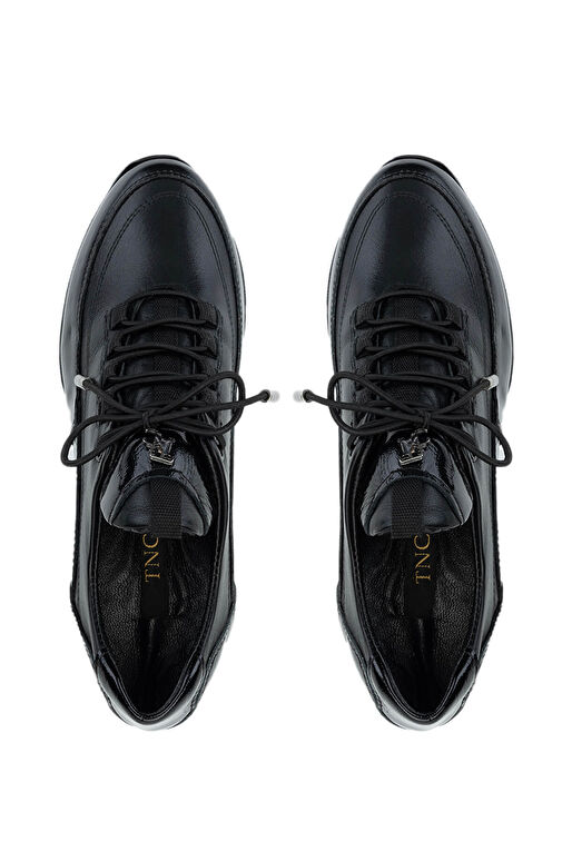 Tamer Tanca Kadın Hakiki Deri Siyah Rugan Casual Ayakkabı - Görsel 6