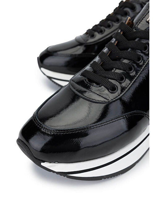 Tamer Tanca Kadın Hakiki Deri Siyah Rugan Sneakers & Spor Ayakkabı - Görsel 4