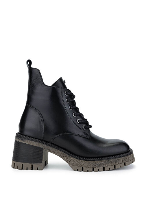 Tamer Tanca Kadın Hakiki Deri Siyah Deri Topuklu Bot - Görsel 2