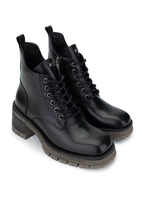 Tamer Tanca Kadın Hakiki Deri Siyah Deri Topuklu Bot - Görsel 3