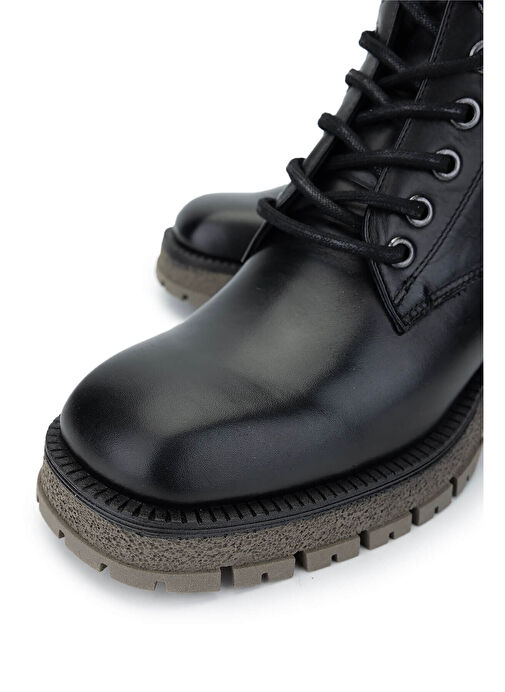 Tamer Tanca Kadın Hakiki Deri Siyah Deri Topuklu Bot - Görsel 4