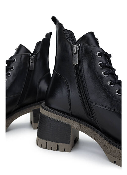 Tamer Tanca Kadın Hakiki Deri Siyah Deri Topuklu Bot - Görsel 5