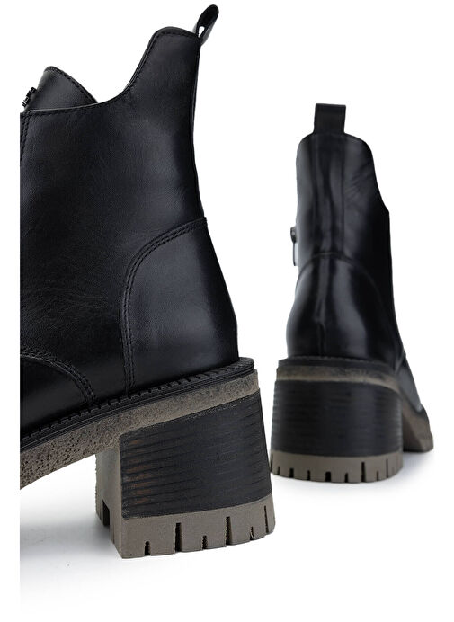 Tamer Tanca Kadın Hakiki Deri Siyah Deri Topuklu Bot - Görsel 7