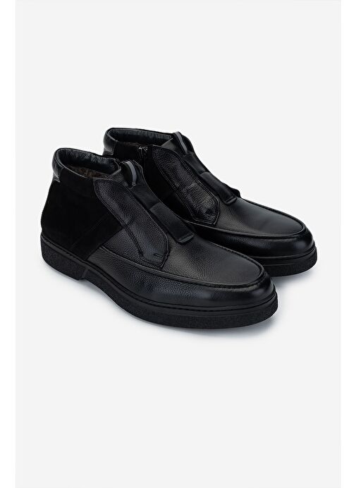 Valmenti Erkek Hakiki Deri Siyah Casual Bot - Görsel 3