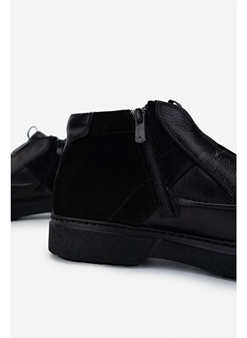 Valmenti Erkek Hakiki Deri Siyah Casual Bot - Görsel 5