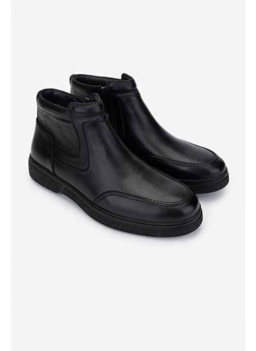 Valmenti Erkek Hakiki Deri Siyah Casual Bot - Görsel 3
