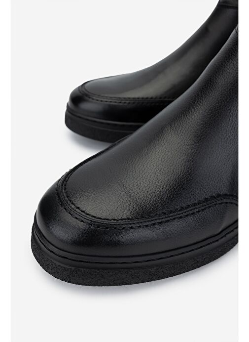 Valmenti Erkek Hakiki Deri Siyah Casual Bot - Görsel 4