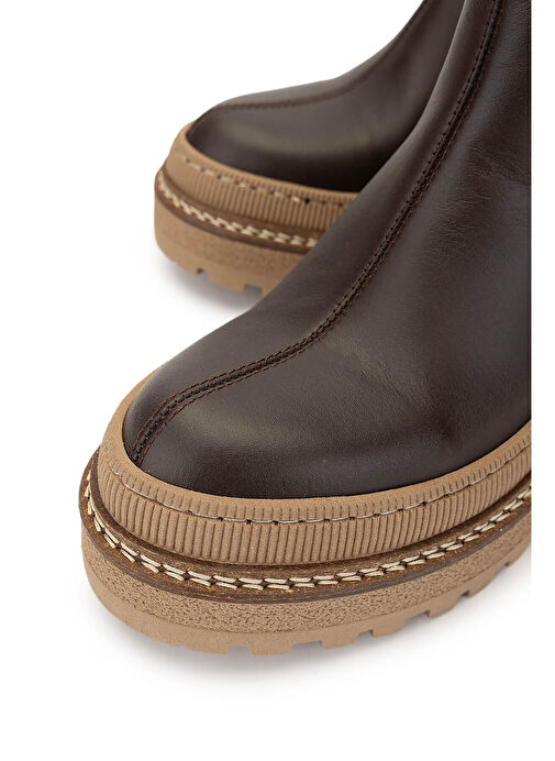 Tamer Tanca Kadın Hakiki Deri Kahverengi Casual Bot - Görsel 4