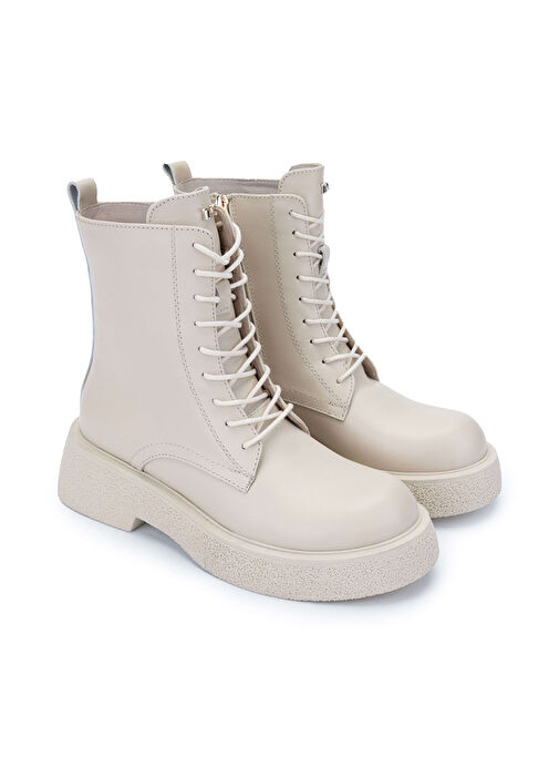 Tamer Tanca Kadın Hakiki Deri Bej Casual Bot - Görsel 3