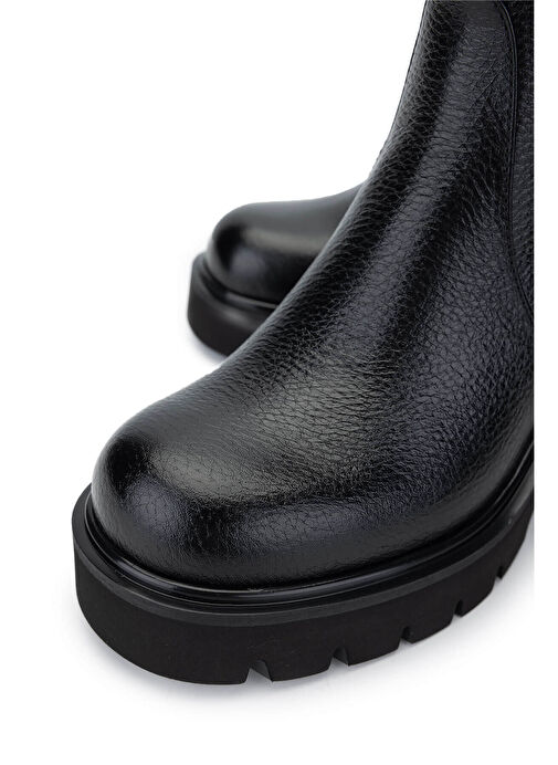 Tamer Tanca Kadın Hakiki Deri Siyah Floter Casual Bot - Görsel 4