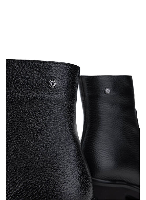 Tamer Tanca Kadın Hakiki Deri Siyah Floter Casual Bot - Görsel 6