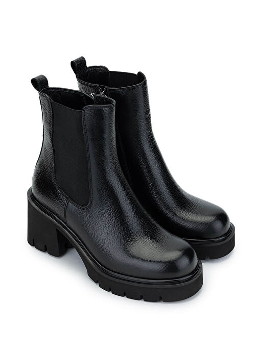 Tamer Tanca Kadın Hakiki Deri Siyah Floter Casual Bot - Görsel 3