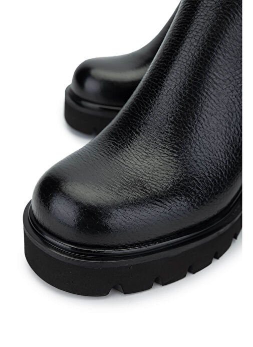 Tamer Tanca Kadın Hakiki Deri Siyah Floter Casual Bot - Görsel 4