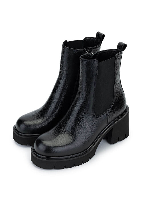 Tamer Tanca Kadın Hakiki Deri Siyah Floter Casual Bot - Görsel 6