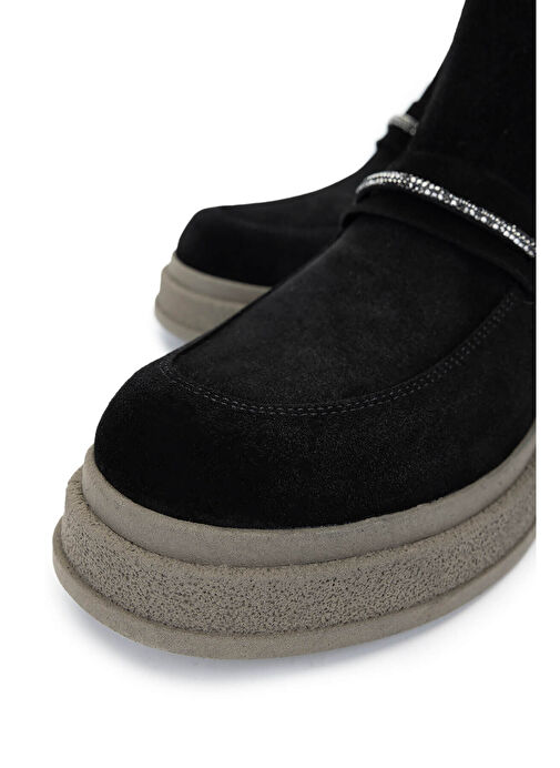 Tamer Tanca Kadın Hakiki Deri Siyah Süet Casual Bot - Görsel 4