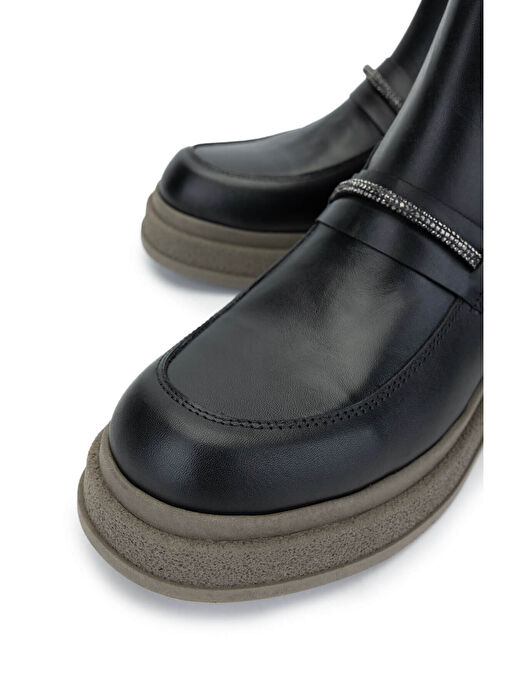 Tamer Tanca Kadın Hakiki Deri Siyah Deri Casual Bot - Görsel 4