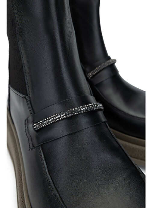 Tamer Tanca Kadın Hakiki Deri Siyah Deri Casual Bot - Görsel 5