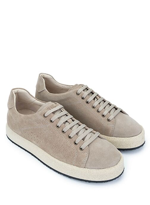 Tamer Tanca Erkek Hakiki Deri Bej Süet Sneakers & Spor Ayakkabı - Görsel 3