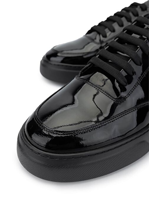 Tamer Tanca Erkek Hakiki Deri Siyah Rugan Sneakers & Spor Ayakkabı - Görsel 4