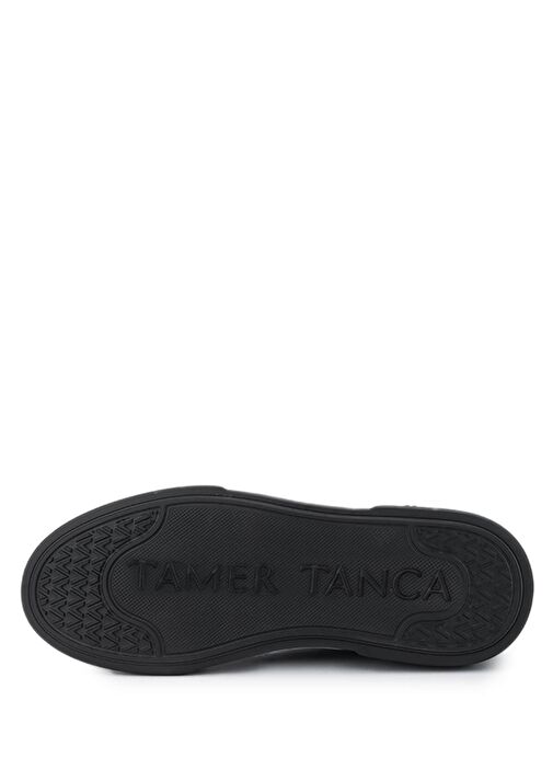 Tamer Tanca Erkek Hakiki Deri Siyah Rugan Sneakers & Spor Ayakkabı - Görsel 5