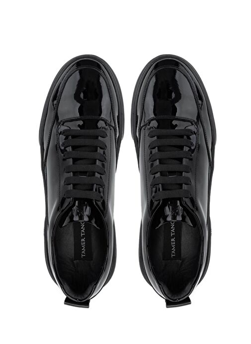 Tamer Tanca Erkek Hakiki Deri Siyah Rugan Sneakers & Spor Ayakkabı - Görsel 6